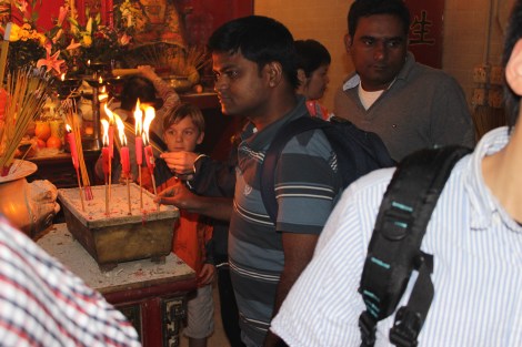 At an incredibly old temple in Hong Kong.